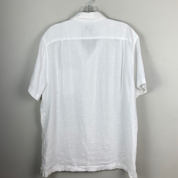 J. Crew Factory White Linen Blend Casual Camp Shirt - Picture 3 of 7